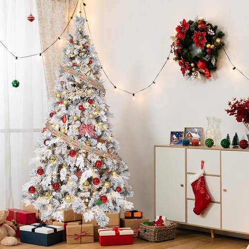 8ft white flocked spruce - white,