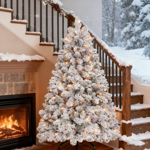 Prelit snow flocked - 8,