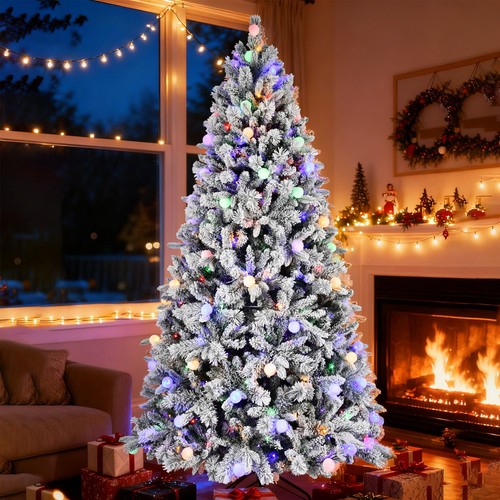 Prelit snow flocked - snow,