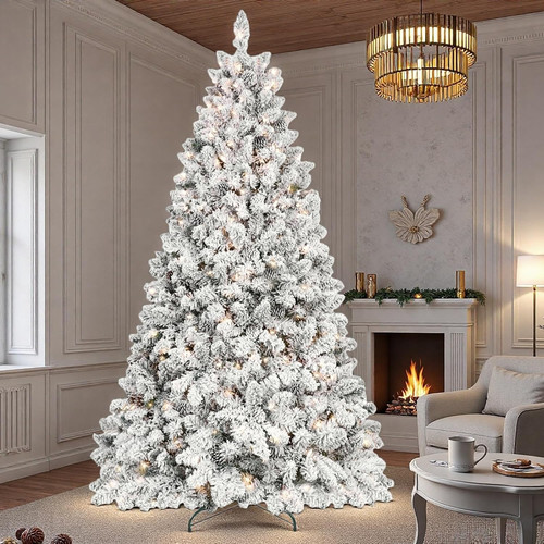 8ft christmas tree - tree,, flocked