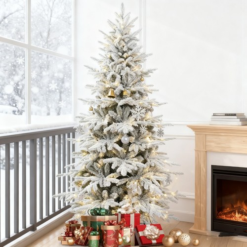 Prelit flocked christmas - ft,